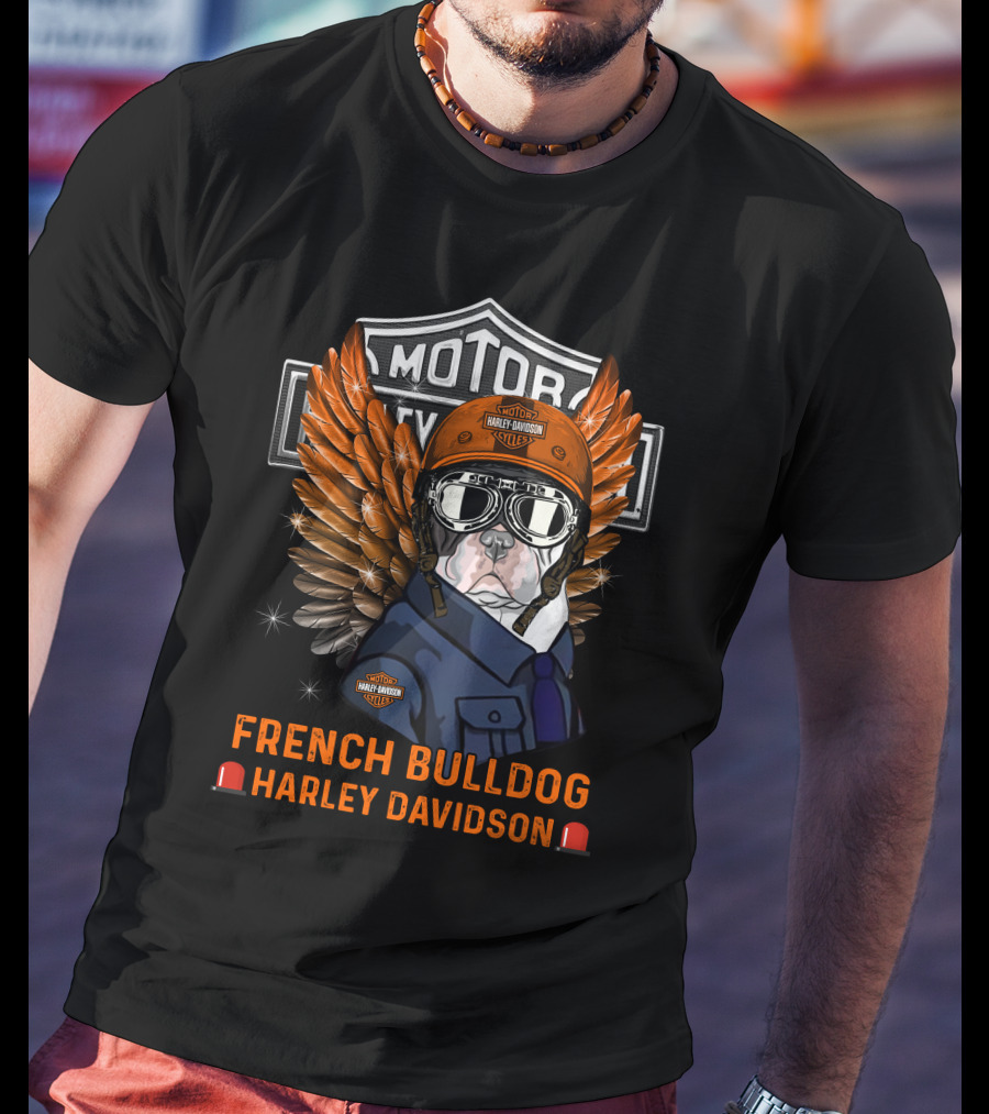 French Bulldog Harley Davidson Motorcycle Wings T-Shirt