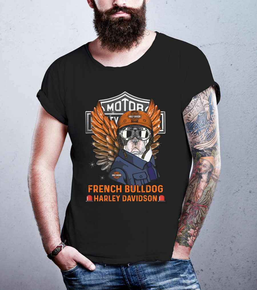 French Bulldog Harley Davidson Motorcycle Wings T-Shirt