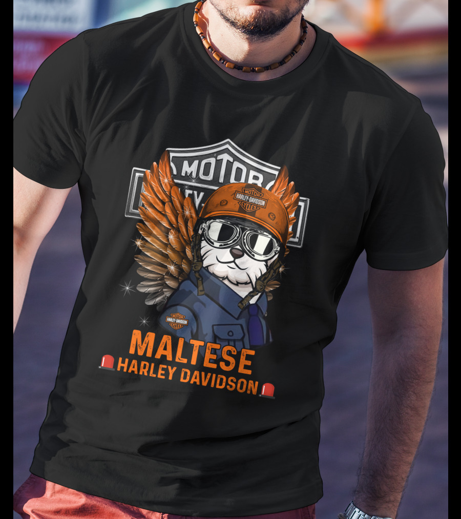 Maltese Harley Davidson Motor City Styles T-Shirt