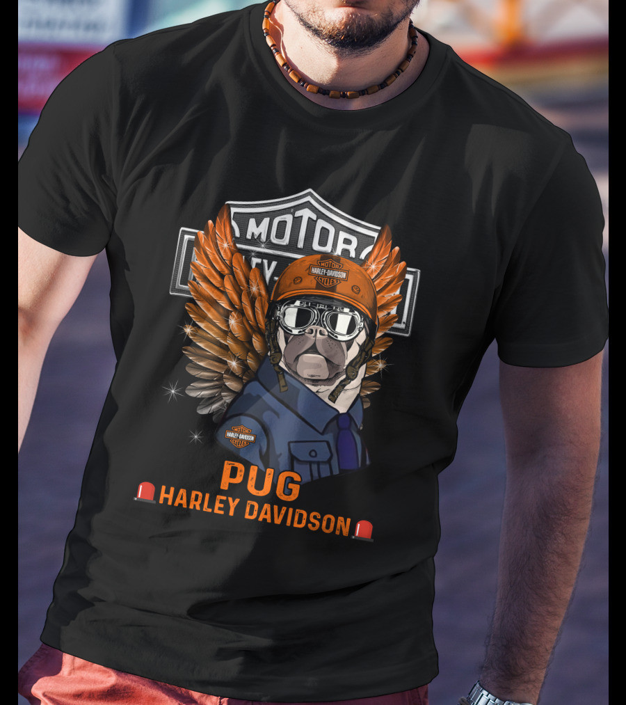 Pug Harley Davidson Motor City Kustoms T-Shirt