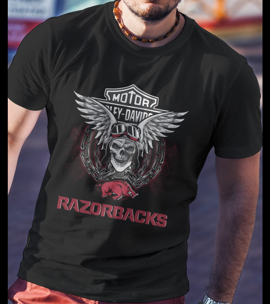 Motor Harley Davidson Razorbacks Arkansas Ncaa Football Fans T-Shirt