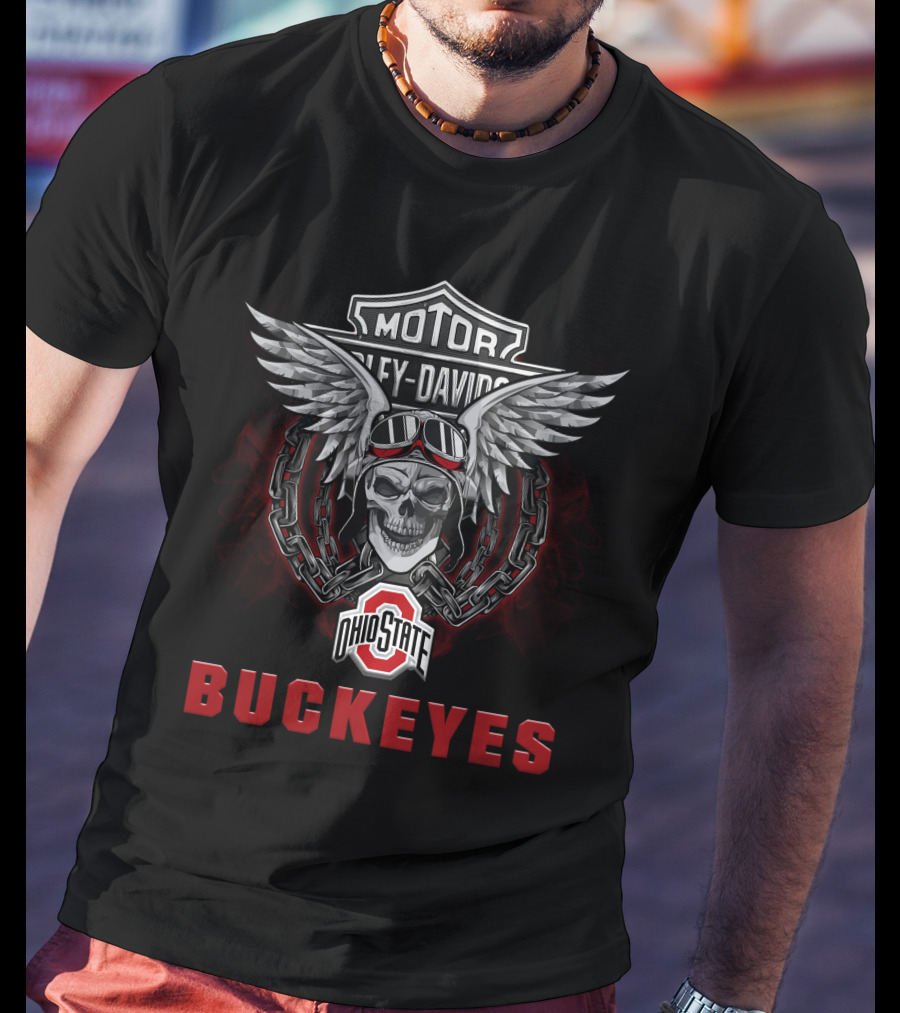 Motör Harley Davidson Buckeyes Ohio State Ncaa Football Fans T-Shirt