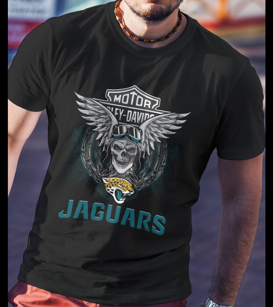 Motor Harley Davidson Wings Skull Jaguars Jacksonville Nfl Football Fans T-Shirt