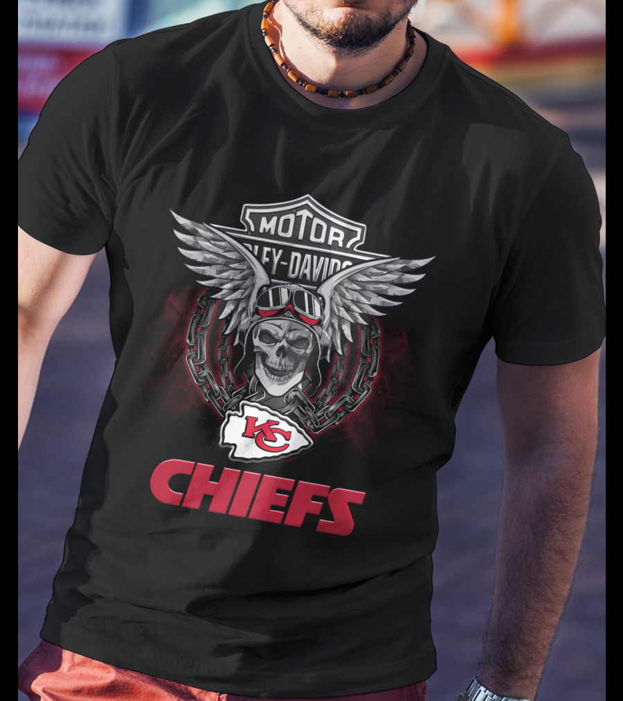 Motor Harley Davidson Kansas City Chiefs Nfl Football Fans T-Shirt