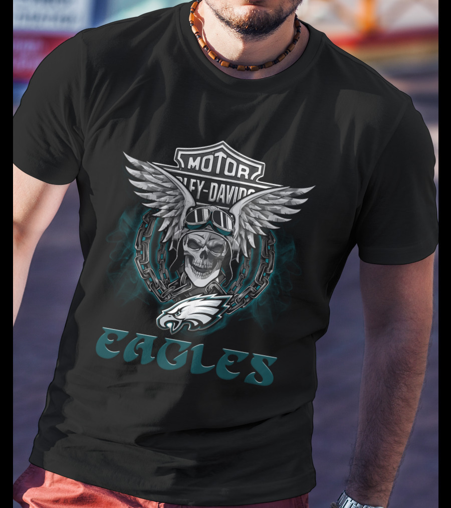 Motor Harley Davidson Philadelphia Eagles Nfl Football Fans T-Shirt