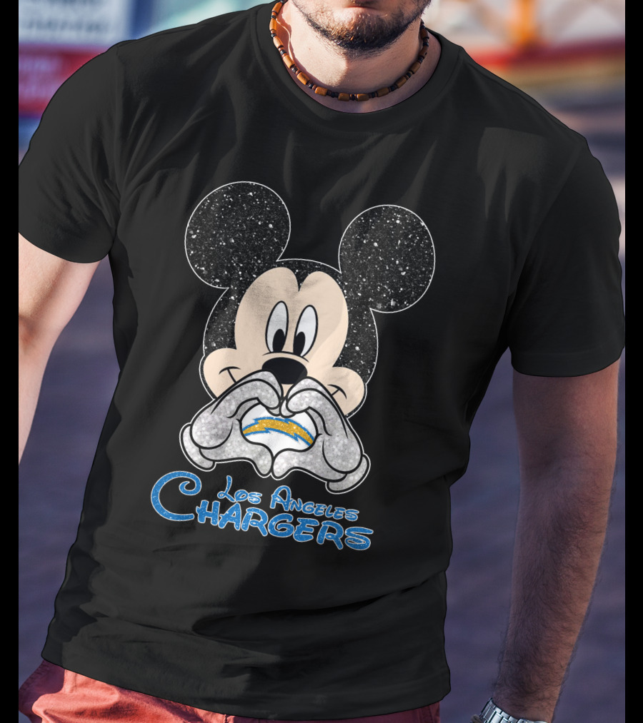 Mickey Los Angeles Chargers Heart T-Shirt