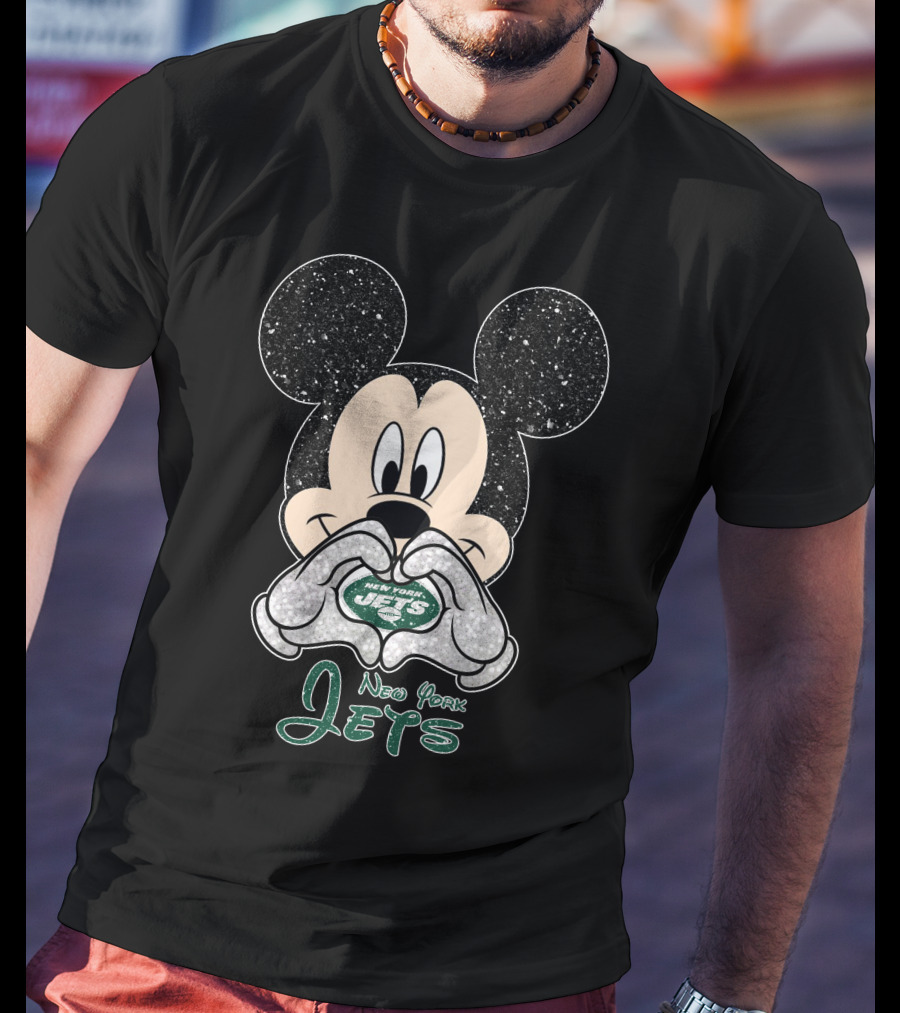Mickey New York Jets Heart Hands T-Shirt