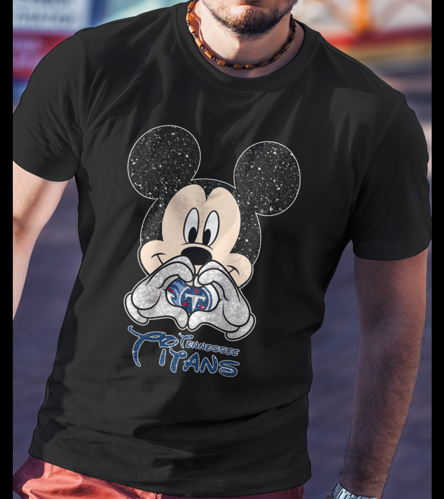 Mickey Mouse Heart Tennessee Titans Football Fan T-Shirt