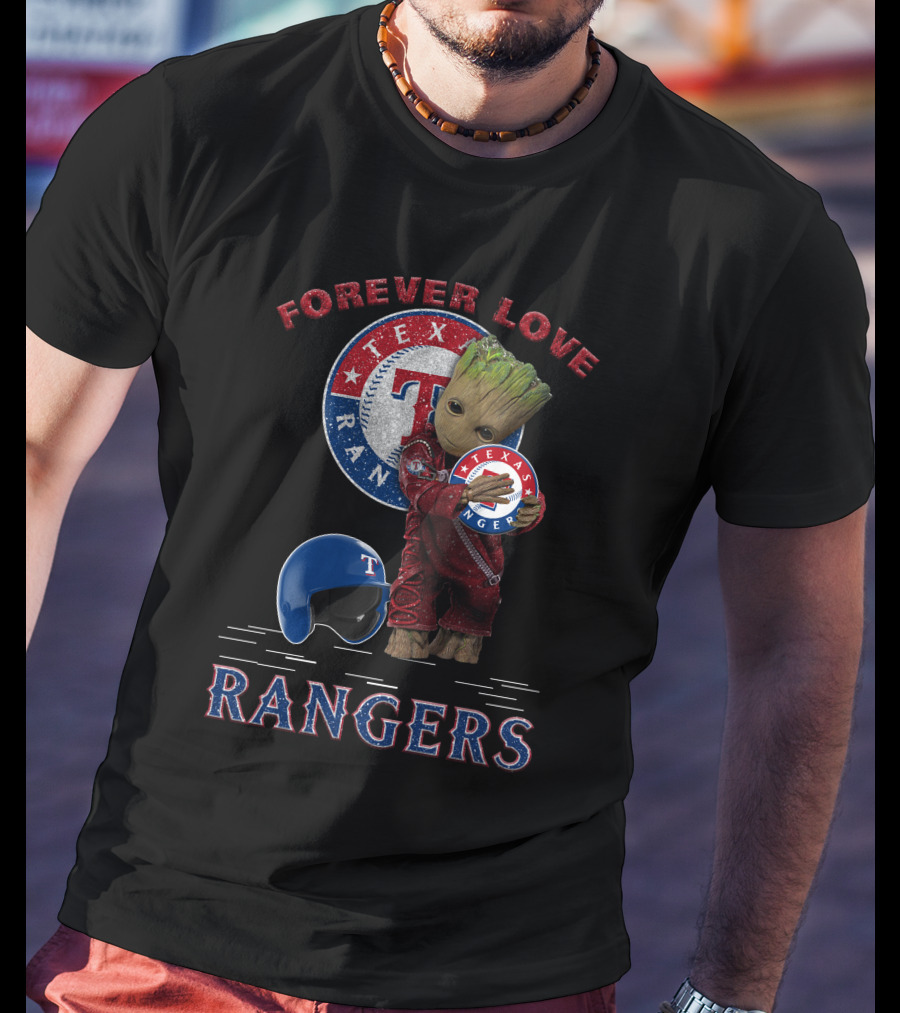 Forever Love Texas Rangers MLB Fans Groot Ranger Spirit T-Shirt