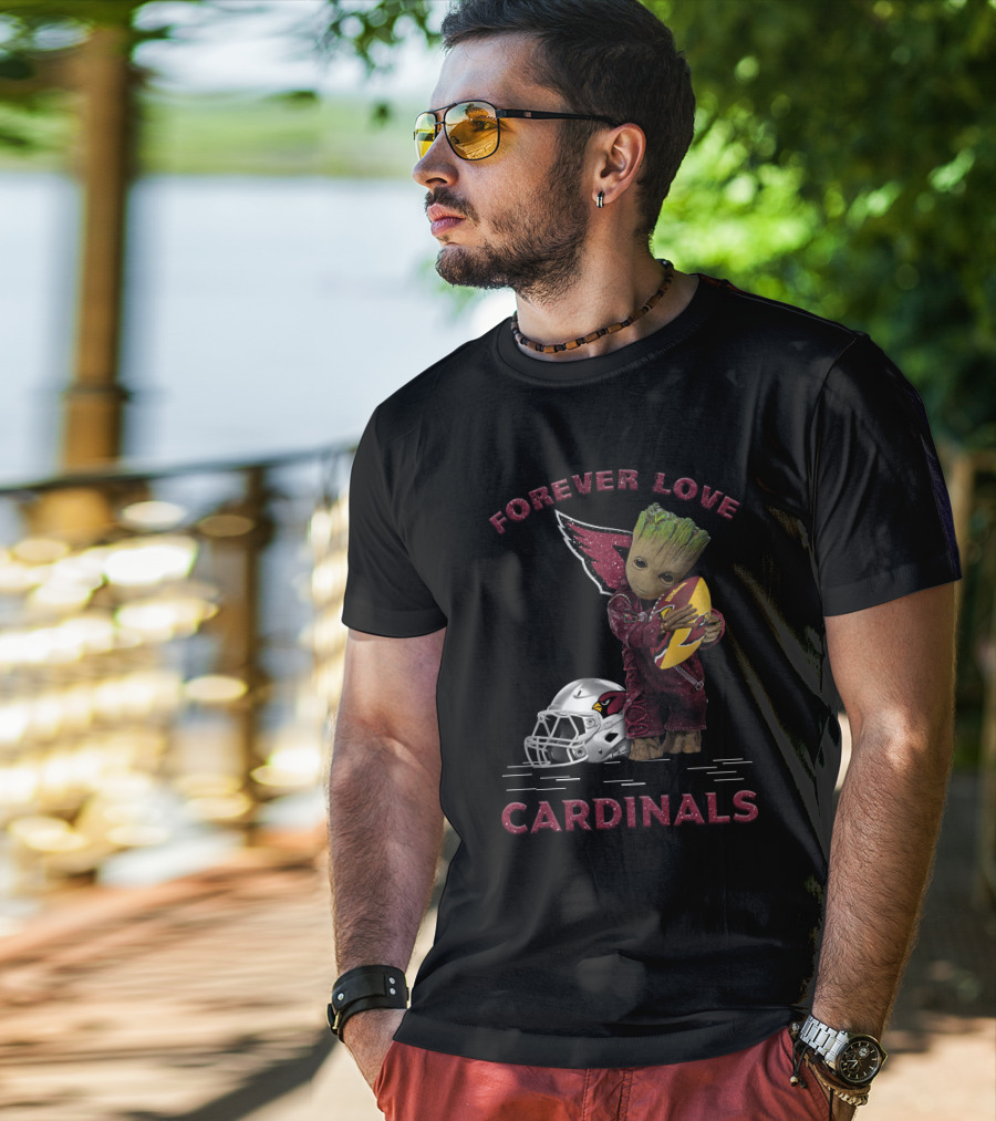 Forever Love Cardinals Groot Holding Football Helmet T-Shirt