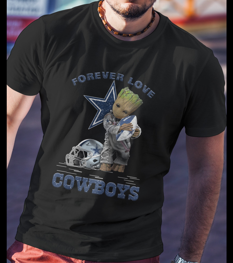 Forever Love Cowboys Groot Football Helmet Star T-Shirt