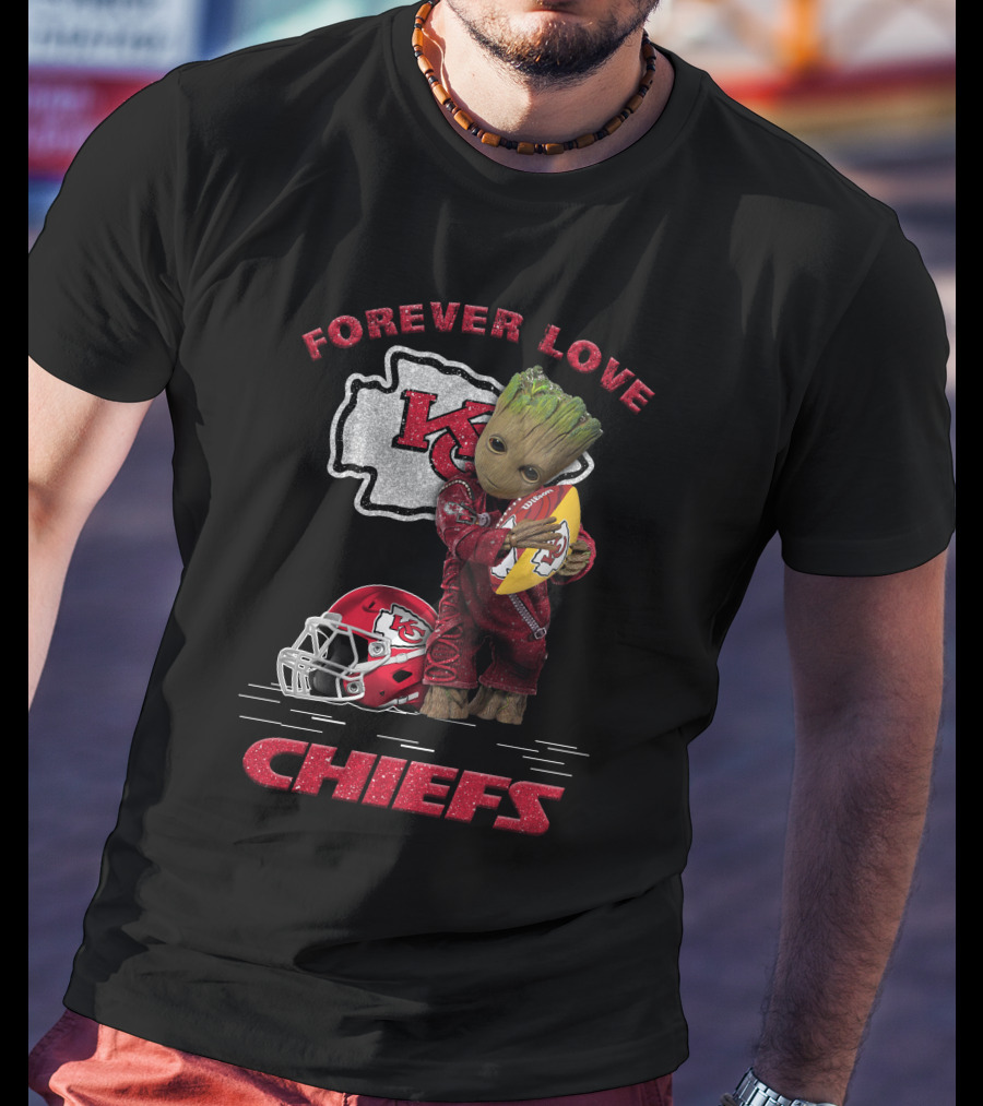 Forever Love Kansas City Chiefs Groot Football Helmet T-Shirt