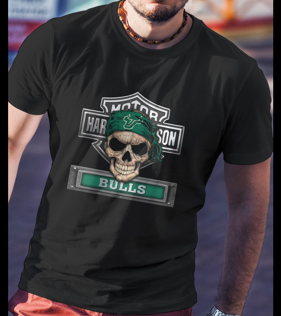 Harley Davidson South Florida Bulls Skull Logo Bandana T-Shirt
