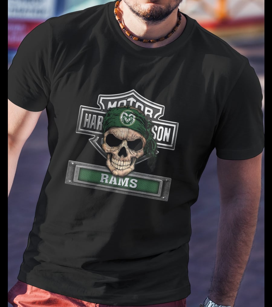 Motor Harley Davidson Colorado State Rams Skull T-Shirt