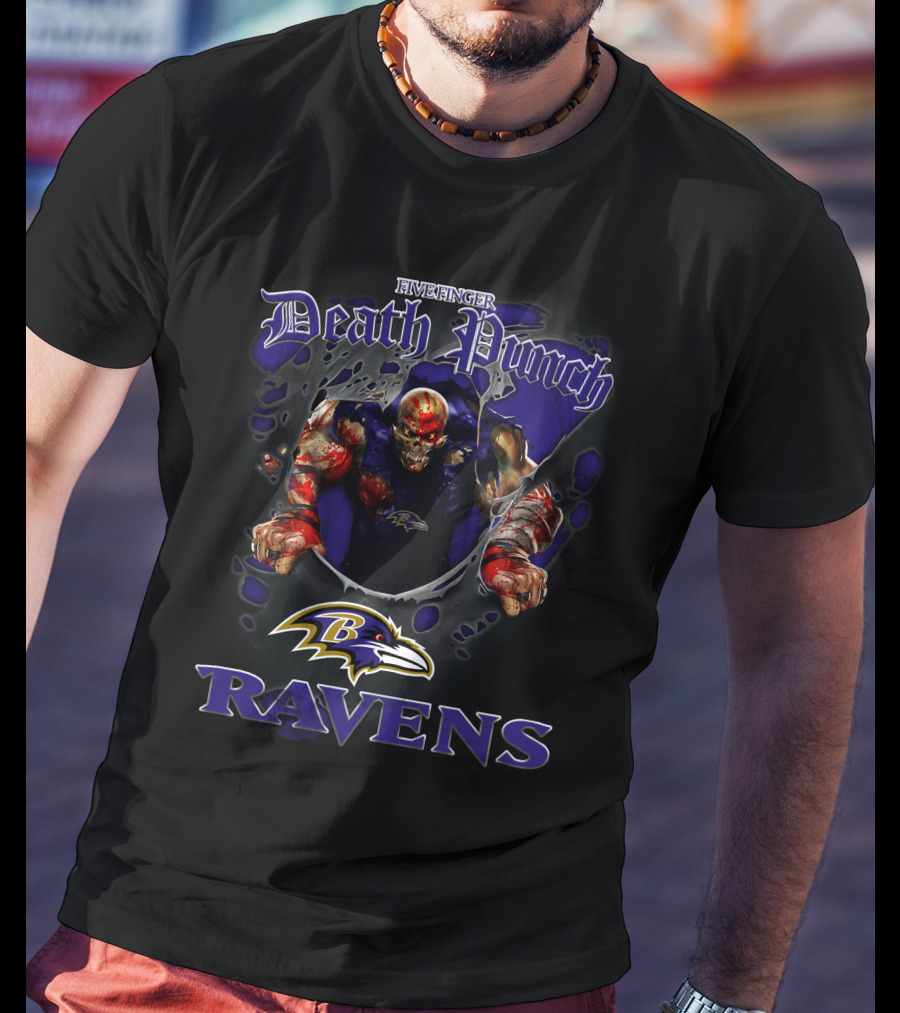 Five Finger Death Punch Baltimore Ravens Nfl Football Fans Ravens T-Shirt