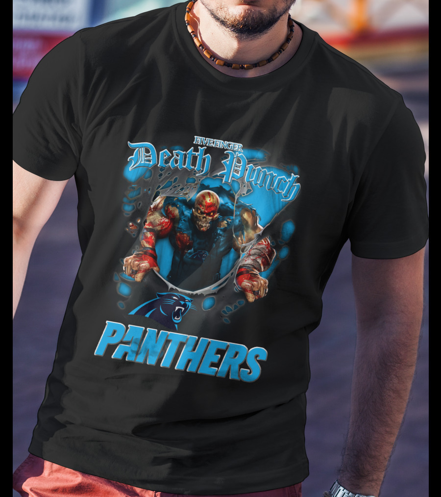 Five Finger Death Punch Carolina Panthers Nfl Football Fans T-Shirt