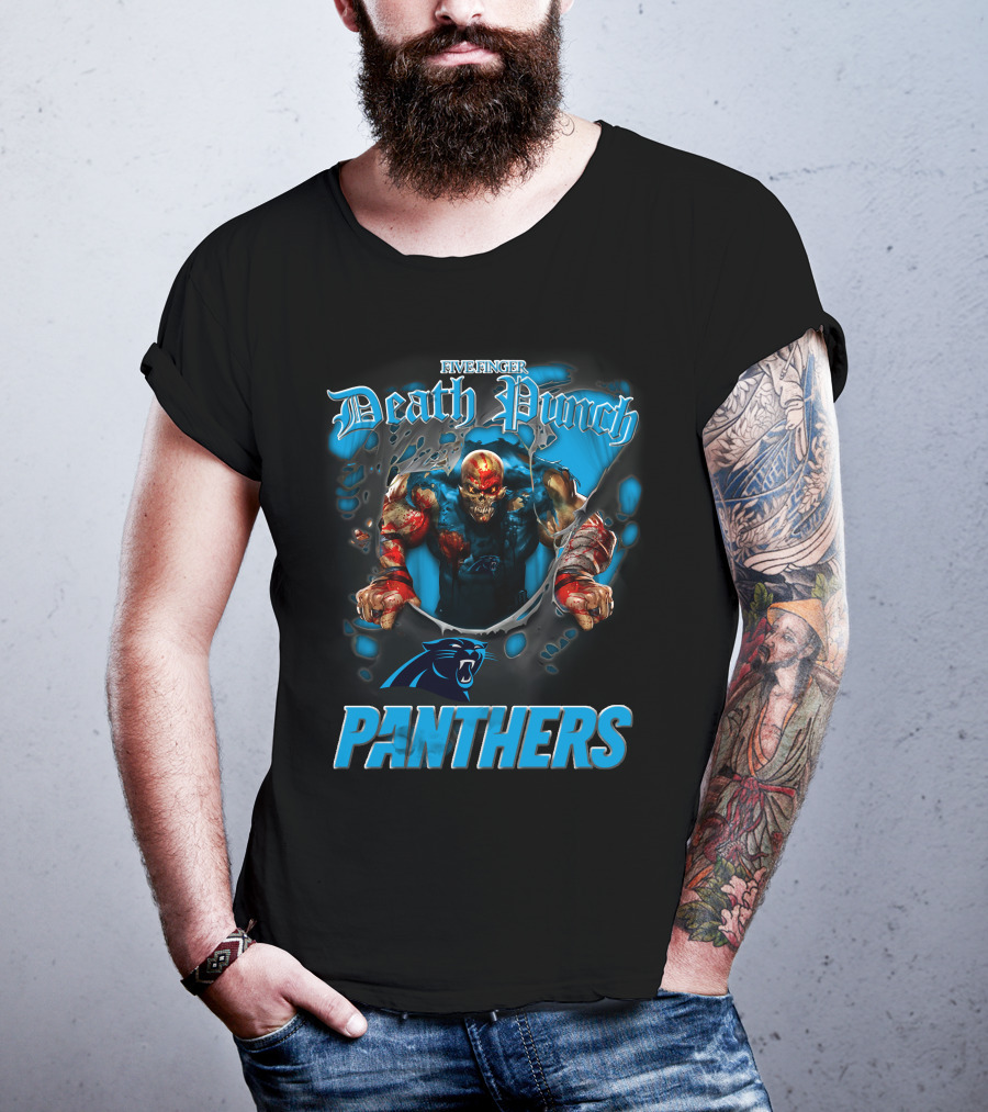 Five Finger Death Punch Carolina Panthers Nfl Football Fans T-Shirt