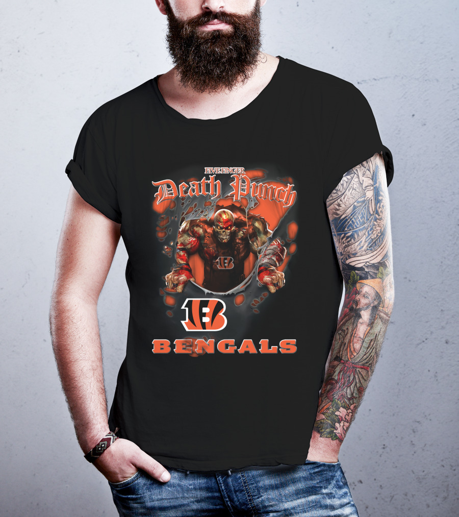 Five Finger Death Punch Cincinnati Bengals Nfl Fans Official Team Collaboration T-Shirt