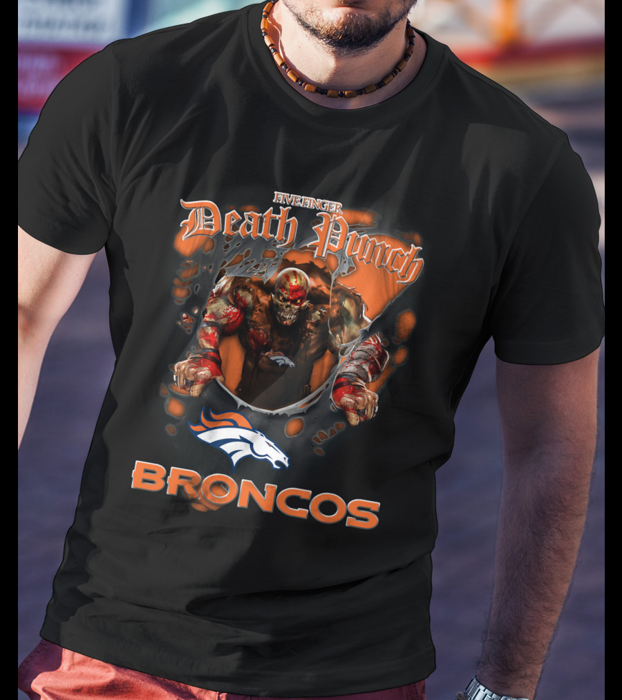Five Finger Death Punch Broncos Nfl Football Fans Denver Broncos T-Shirt