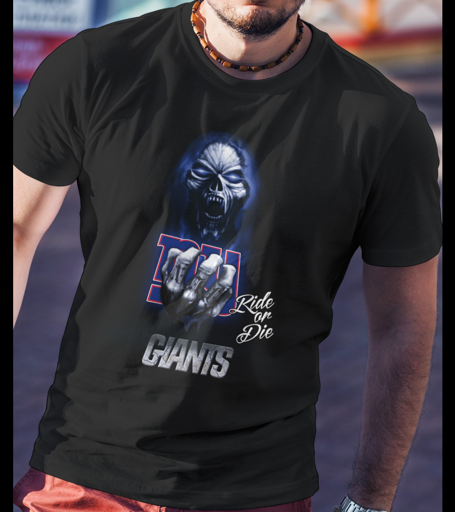 Nfl New York Giants Ride Or Die Blue Skull 146 Hd0024 T-Shirt