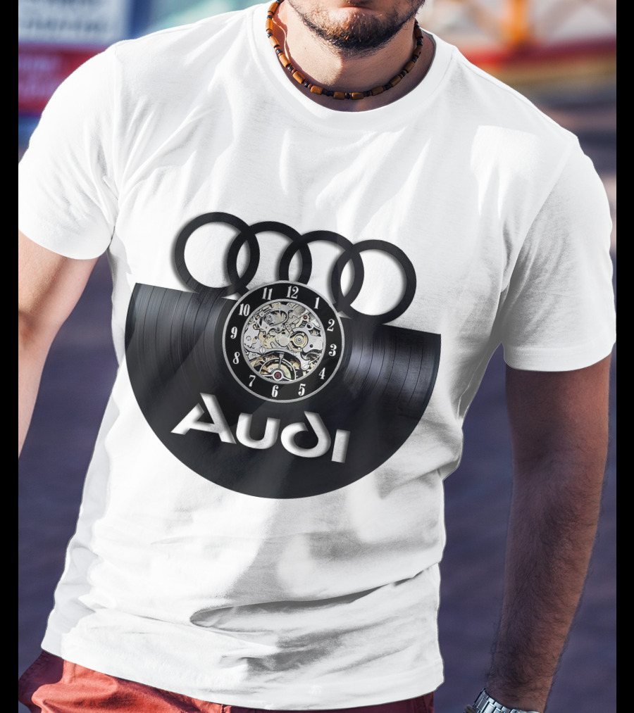 Audi Baronti Vinyl Clock With Four Rings And Gear Mechanism T-Shirt
