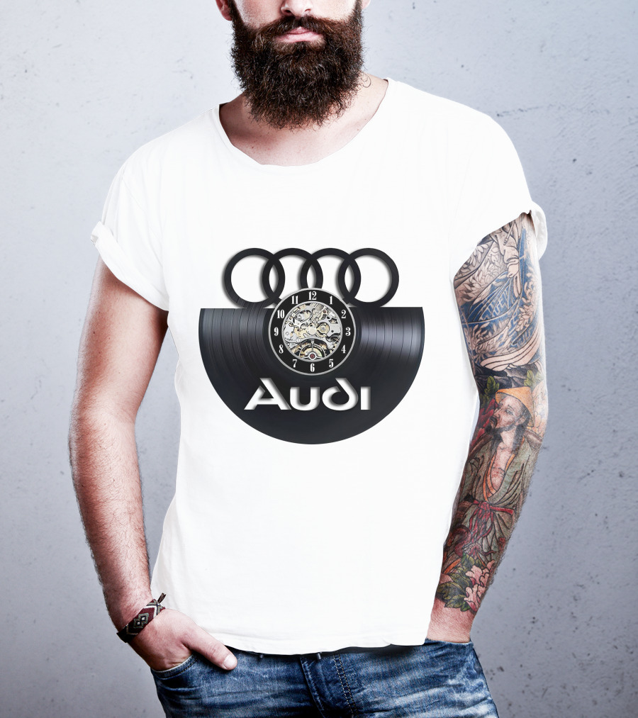 Audi Baronti Vinyl Clock With Four Rings And Gear Mechanism T-Shirt