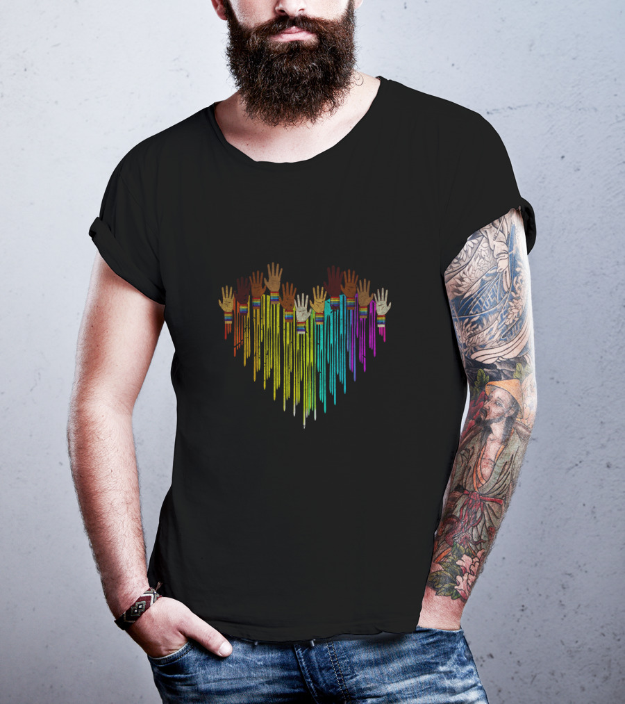 Come Together Hands Diversity Heart Rainbow Colors T-Shirt