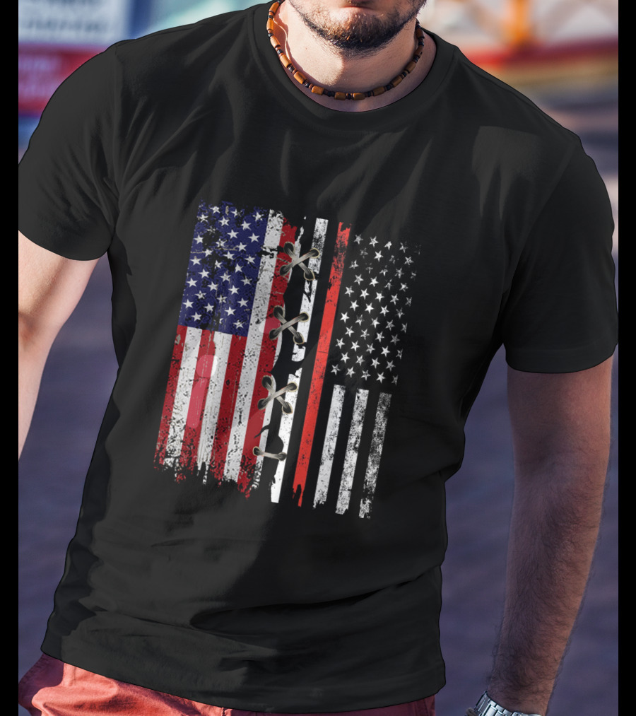 American Flag Thin Red Line Lace T-Shirt