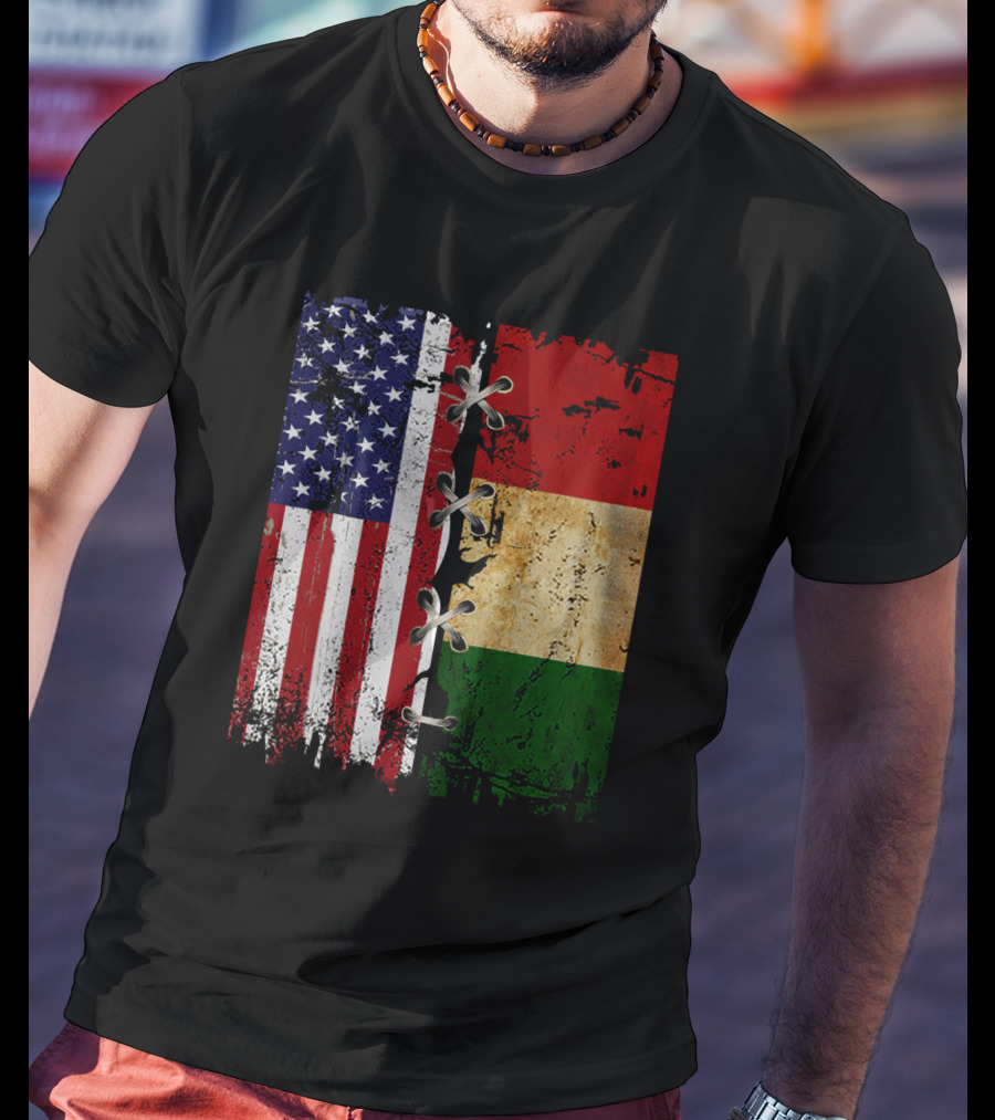 American Italian Flags United In T-Shirt