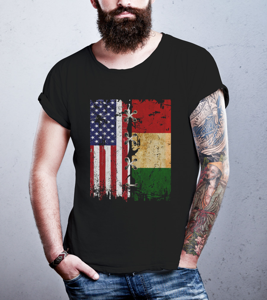 American Italian Flags United In T-Shirt