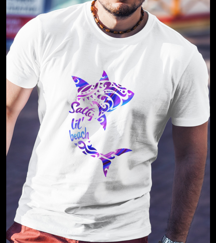 Salty Lil' Beach Shark Polynesian Tribal T-Shirt