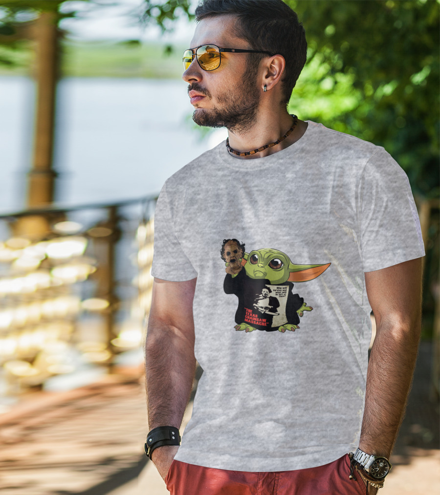 Baby Yoda Texas Chainsaw Massacre Mashup T-Shirt