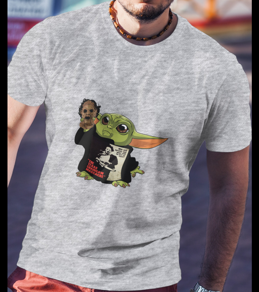 Baby Yoda Texas Chainsaw Massacre Mashup T-Shirt