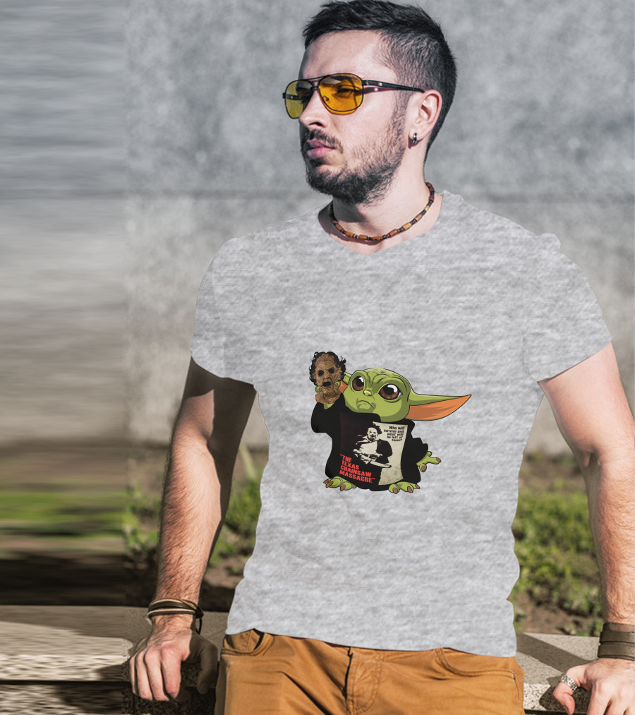 Baby Yoda Texas Chainsaw Massacre Mashup T-Shirt