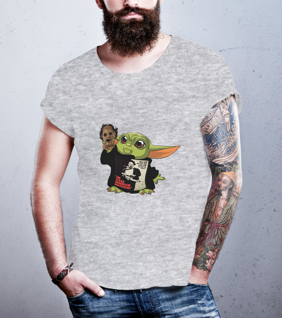 Baby Yoda Texas Chainsaw Massacre Mashup T-Shirt