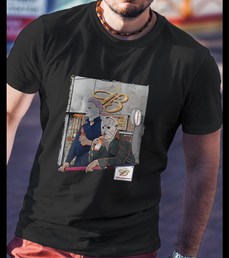 Budweiser Chillin With Horror Icons T-Shirt