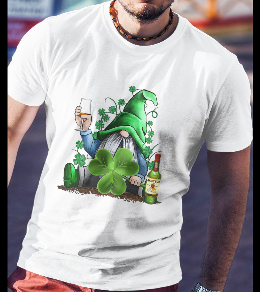 J A M E S O N Irish Gnome With Shamrocks And Whiskey T-Shirt