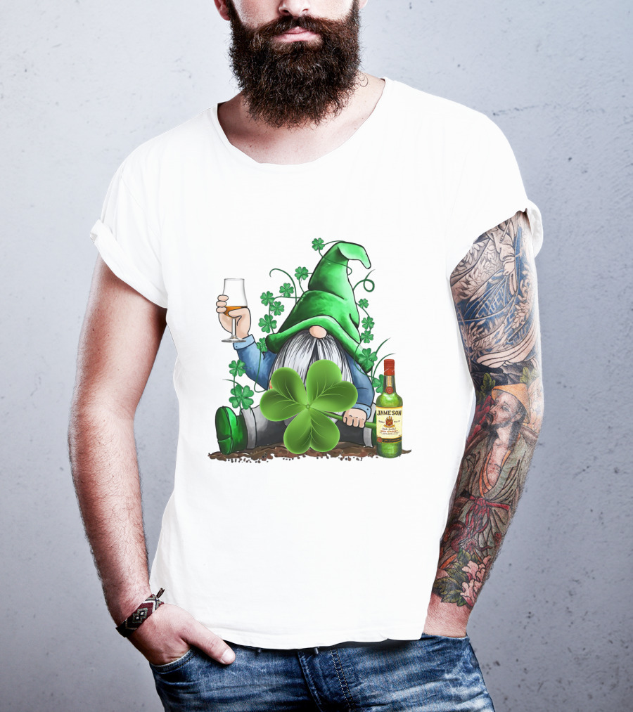 J A M E S O N Irish Gnome With Shamrocks And Whiskey T-Shirt