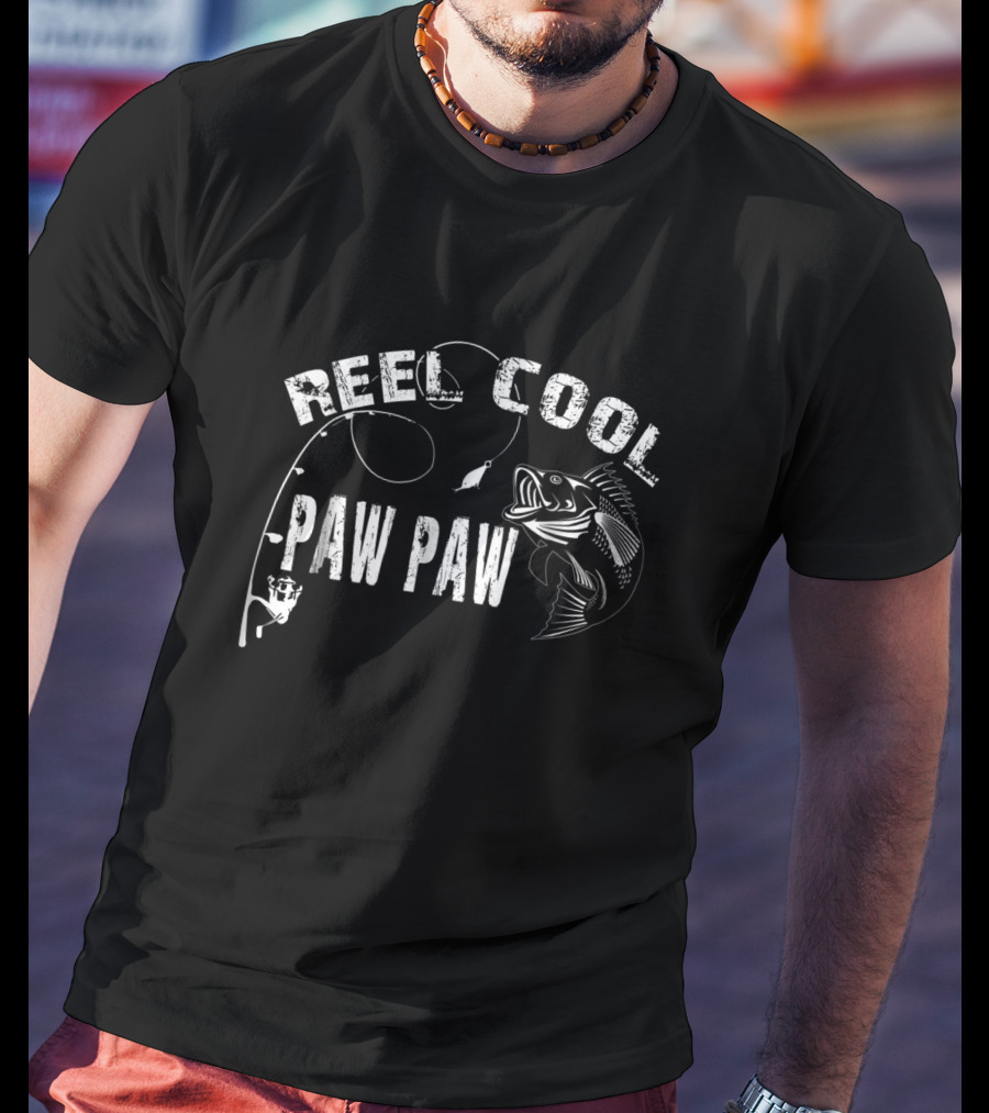 Reel Cool Paw Paw Fishing Fish And Rod T-Shirt