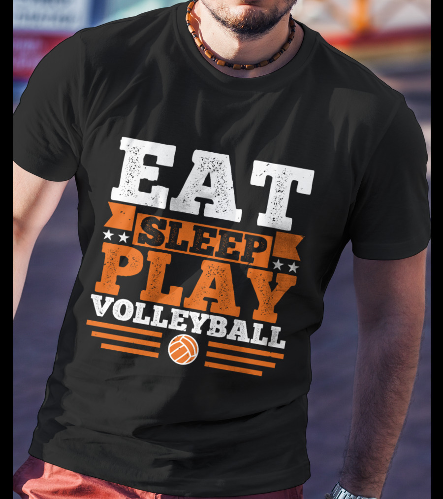 EAT SLEEP PLAY VOLLEYBALL Stars And Volleyball T-Shirt