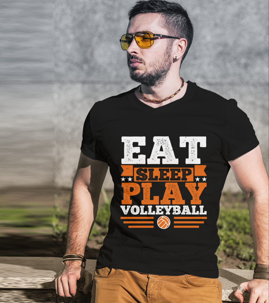 EAT SLEEP PLAY VOLLEYBALL Stars And Volleyball T-Shirt
