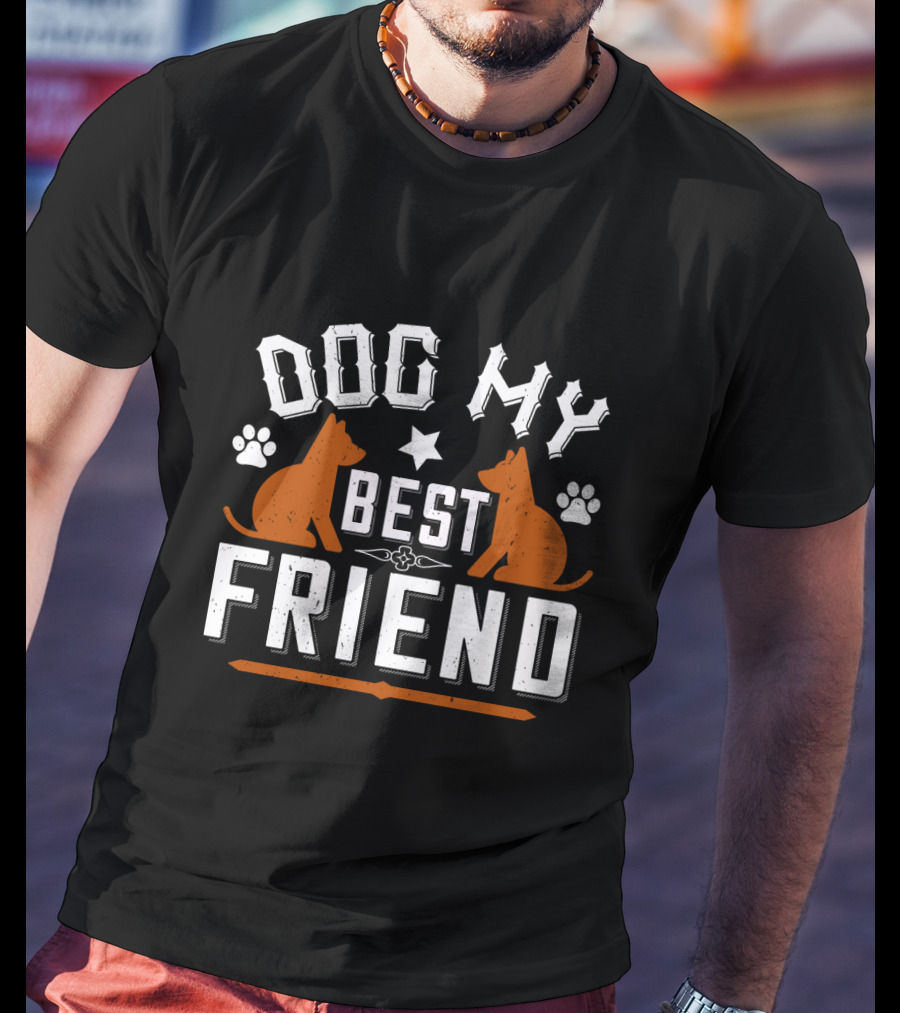 Dog My Best Friend Paw Prints Stars T-Shirt