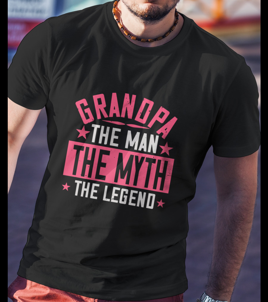 Grandpa The Man The Myth The Legend Bold Star Emblem T-Shirt