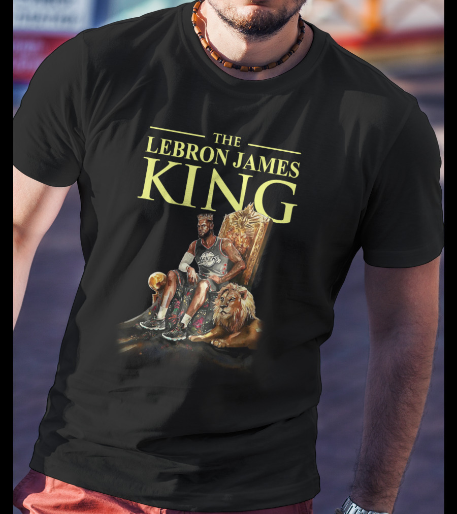 The Lebron James King Throne With Lion Lakers Basketball Crown T-Shirt