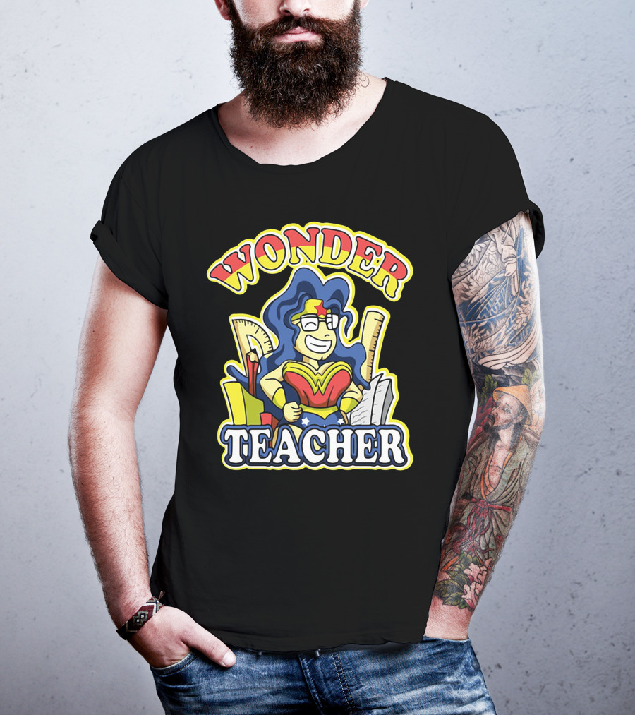 Wonder Teacher Superhero Parody With Classroom Tools T-Shirt