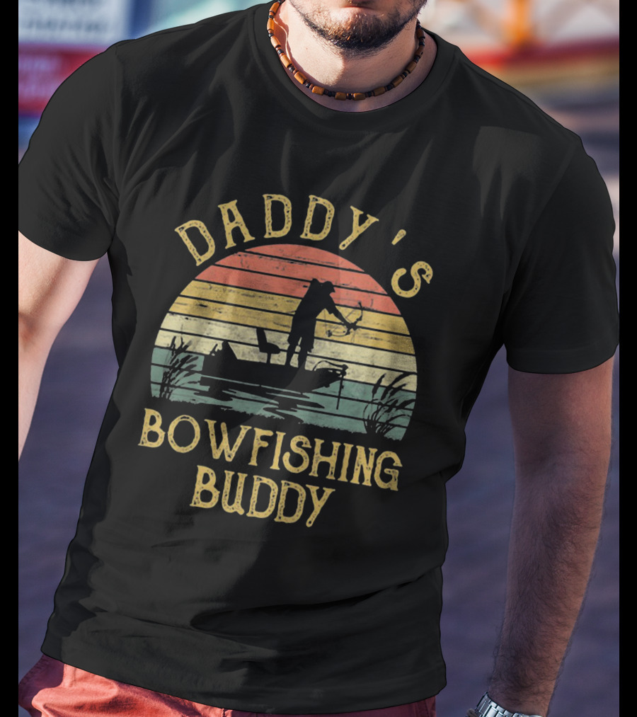 Daddy's Bowfishing Buddy Sunset Boat Adventure T-Shirt