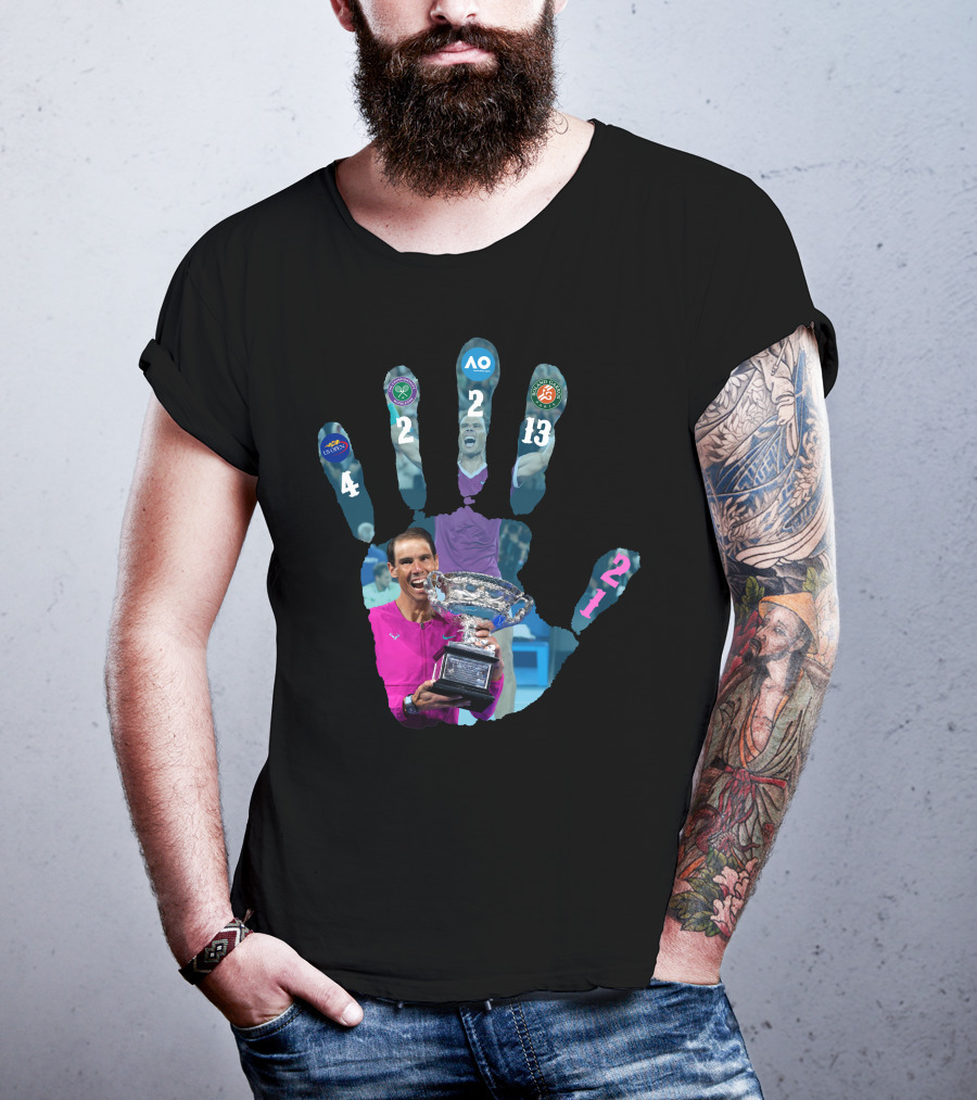 Nadal Champion 21 Hand Grand Slam Titles Victory T-Shirt