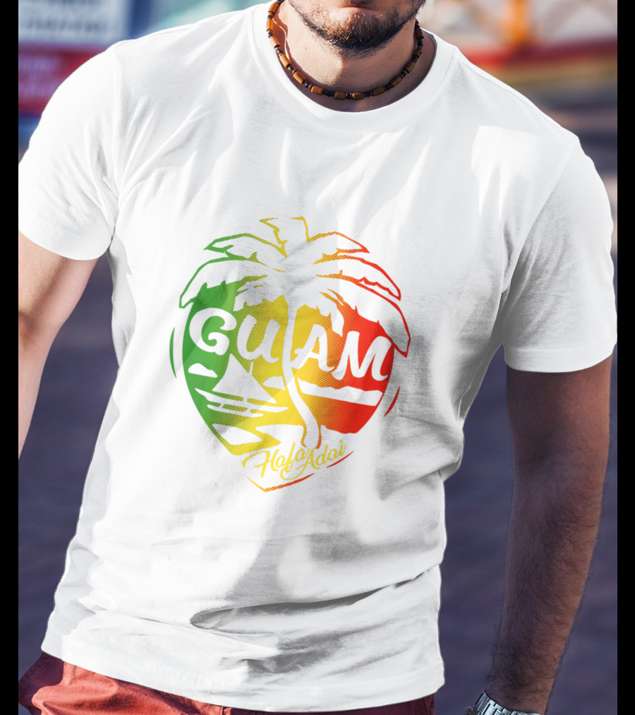 Guam Flag Islanders Pride Guamanian Chamorro History Hafa Adai Palm Tree Iconic T-Shirt