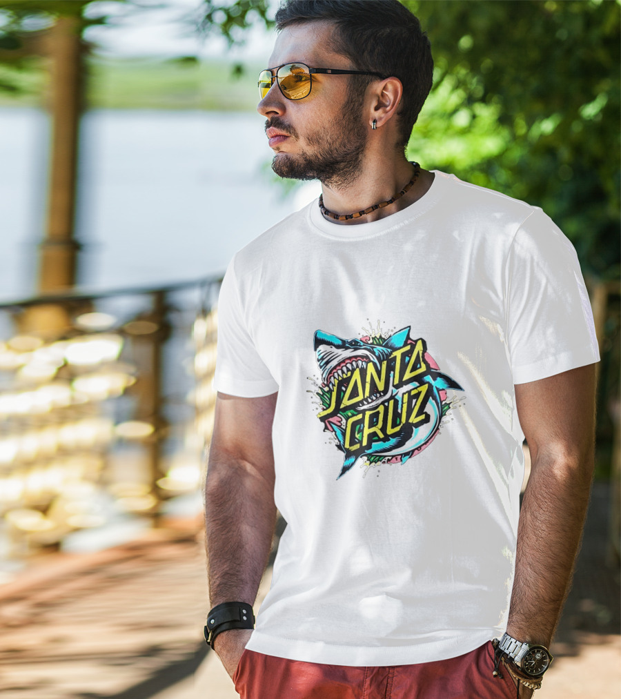 Santa Cruz Fierce Shark Graphic With Dynamic Text Burst T-Shirt