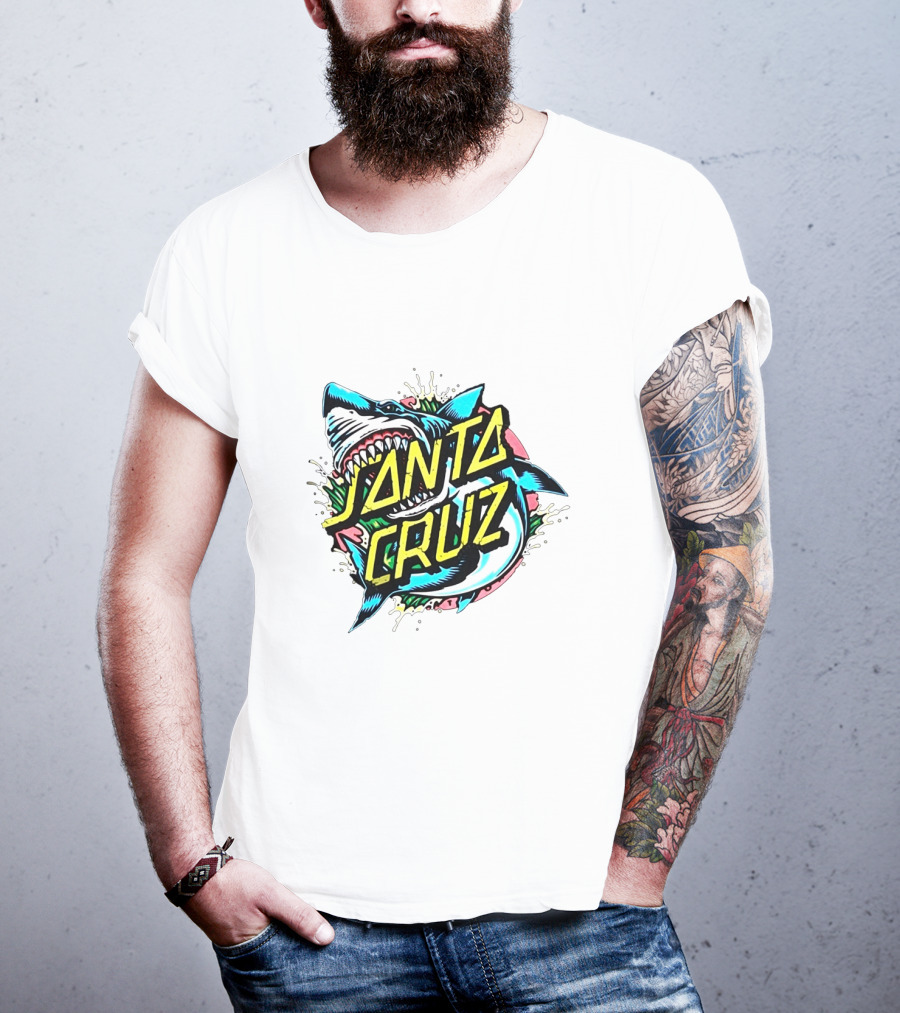 Santa Cruz Fierce Shark Graphic With Dynamic Text Burst T-Shirt